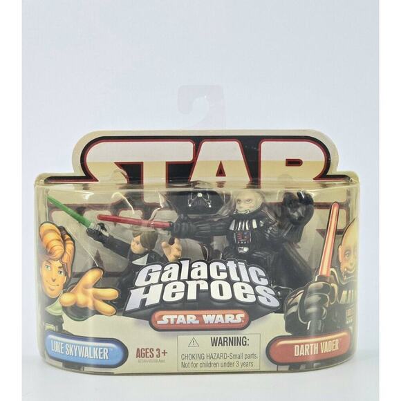 Star Wars Galactic Heroes Luke Skywalker & Darth Vader Hasbro Figure Set New - Picture 2 of 7